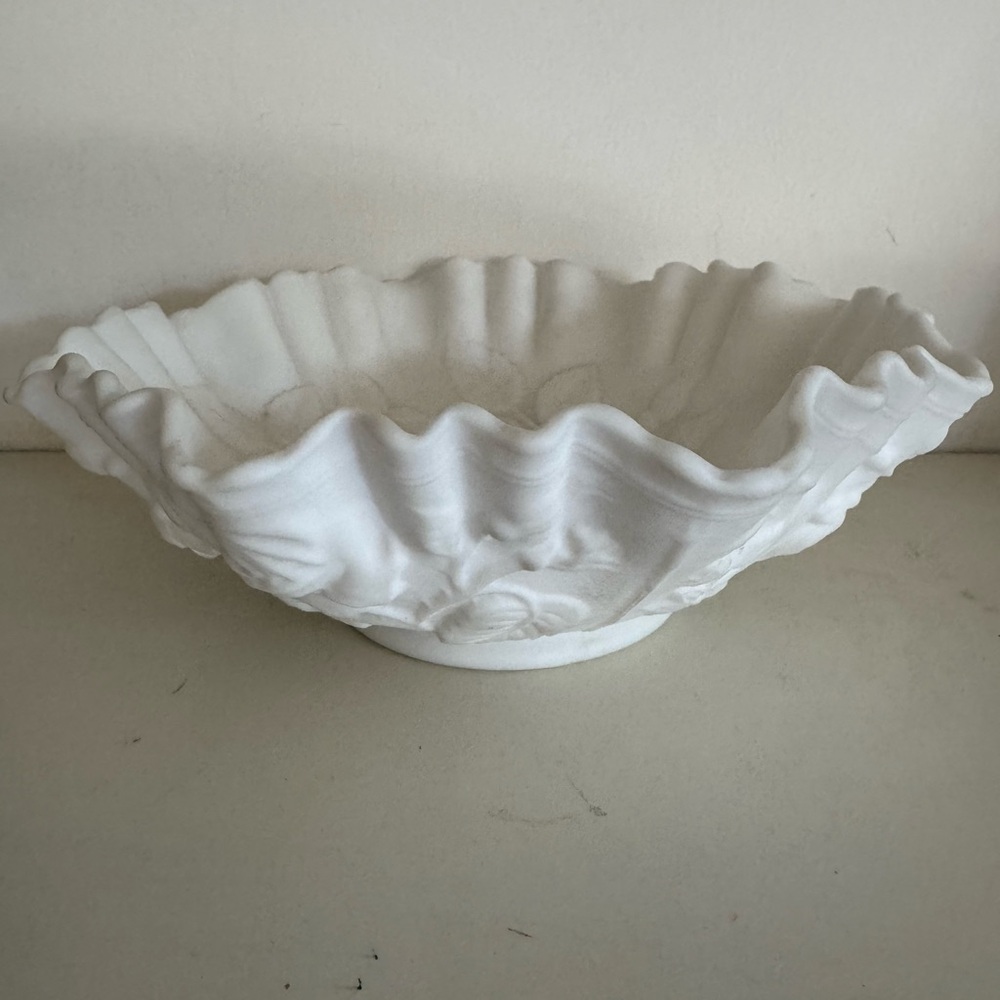 Imperial Glass White Rose Embroidered Serving Bowl
